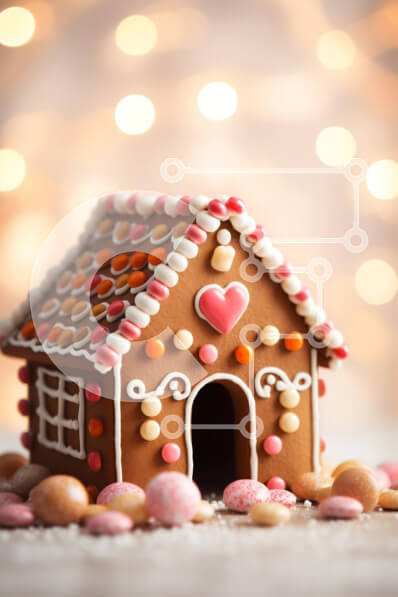 Intra Συλλεκτικό Ξύλινο Παζλ Plywood  4mm - Διακοσμημένο μελόψωμο σπίτι με λεπτομέρειες καραμέλας Σε Ξύλινο Κουτί - Διαστάσεις: 10x10 cm – 25 κομμάτια