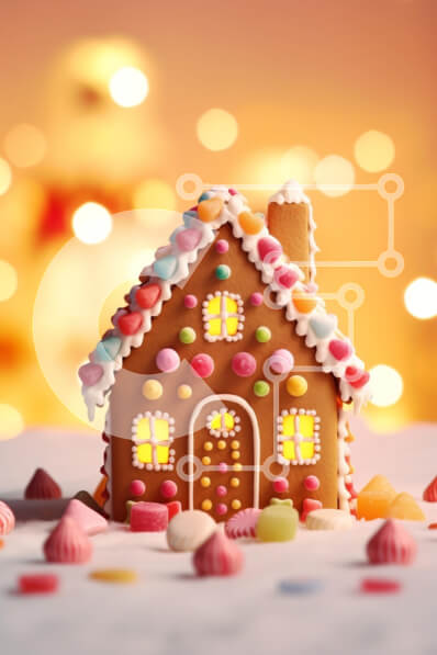 Intra Συλλεκτικό Ξύλινο Παζλ Plywood  4mm - Gingerbread House με πολύχρωμες διακοσμήσεις Σε Ξύλινο Κουτί - Διαστάσεις: 10x10 cm – 25 κομμάτια