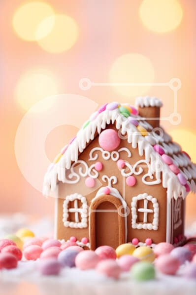 Intra Συλλεκτικό Ξύλινο Παζλ Plywood  4mm - Διακοσμημένο μελόψωμο σπίτι με πολύχρωμες καραμέλες Σε Ξύλινο Κουτί - Διαστάσεις: 10x10 cm – 25 κομμάτια