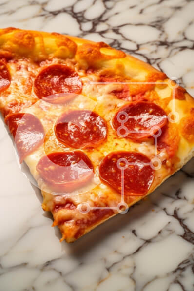 Σετ των 2 Intra Συλλεκτικό Ξύλινο Παζλ Plywood  4mm - Φέτα πίτσας Pepperoni σε μαρμάρινη επιφάνεια Σε Ξύλινο Κουτί - Διαστάσεις: 10x10 cm – 25 κομμάτια