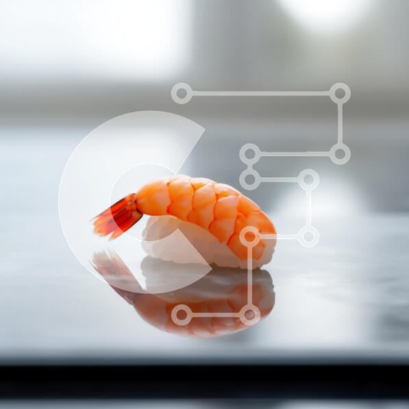 Σετ των 2 Intra Συλλεκτικό Ξύλινο Παζλ Plywood  4mm - Γαρίδες Nigiri σε ανακλαστική επιφάνεια Σε Ξύλινο Κουτί - Διαστάσεις: 10x10 cm – 25 κομμάτια