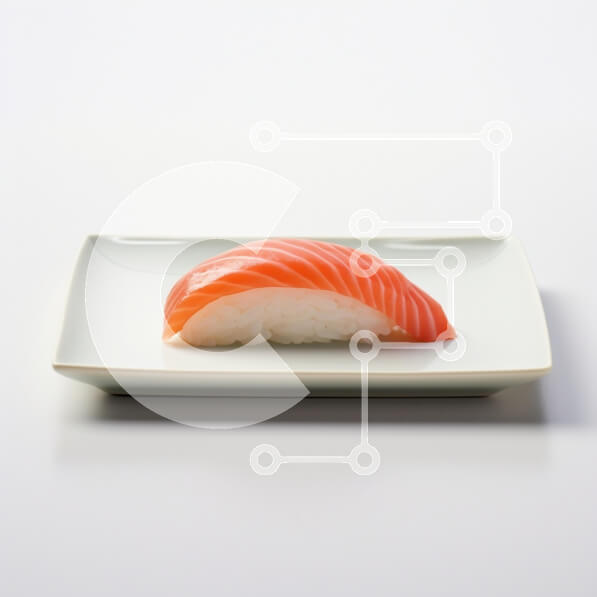 Σετ των 2 Intra Συλλεκτικό Ξύλινο Παζλ Plywood  4mm - Salmon Nigiri Sushi σε ένα πιάτο Σε Ξύλινο Κουτί - Διαστάσεις: 10x10 cm – 25 κομμάτια