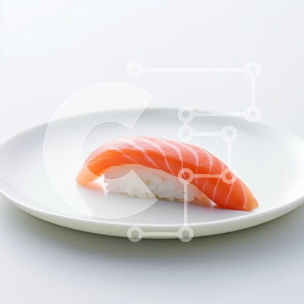 Σετ των 2 Intra Συλλεκτικό Ξύλινο Παζλ Plywood  4mm - Σολομός Nigiri σε λευκό πιάτο Σε Ξύλινο Κουτί - Διαστάσεις: 10x10 cm – 25 κομμάτια