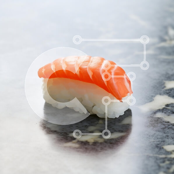 Σετ των 2 Intra Συλλεκτικό Ξύλινο Παζλ Plywood  4mm - Nigiri Sushi με σολομό σε ανακλαστική επιφάνεια Σε Ξύλινο Κουτί - Διαστάσεις: 10x10 cm – 25 κομμάτια