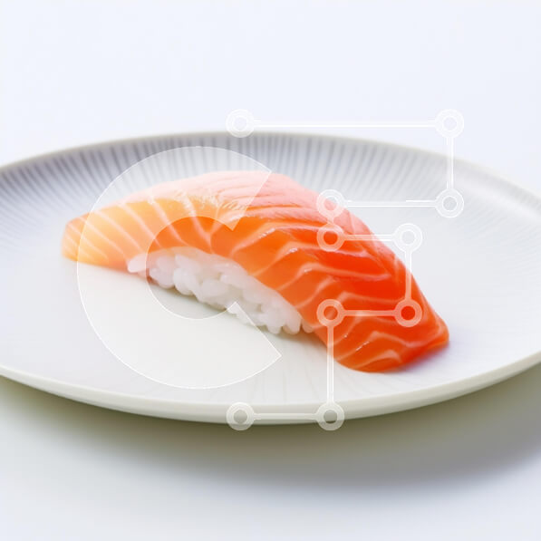 Σετ των 2 Intra Συλλεκτικό Ξύλινο Παζλ Plywood  4mm - Σούσι Nigiri Salmon σε ένα άσπρο πιάτο Σε Ξύλινο Κουτί - Διαστάσεις: 10x10 cm – 25 κομμάτια