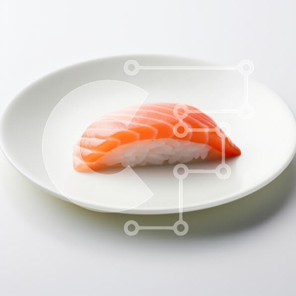 Σετ των 2 Intra Συλλεκτικό Ξύλινο Παζλ Plywood  4mm - Σούσι σολομού στο άσπρο πιάτο Σε Ξύλινο Κουτί - Διαστάσεις: 10x10 cm – 25 κομμάτια