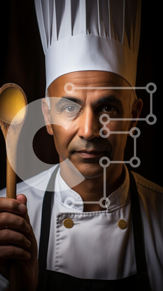 Intra Συλλεκτικό Ξύλινο Παζλ Plywood  4mm - Σεφ που κρατά το ξύλινο κουτάλι Σε Ξύλινο Κουτί - Διαστάσεις Puzzle: 10x10 cm – 25 κομμάτια