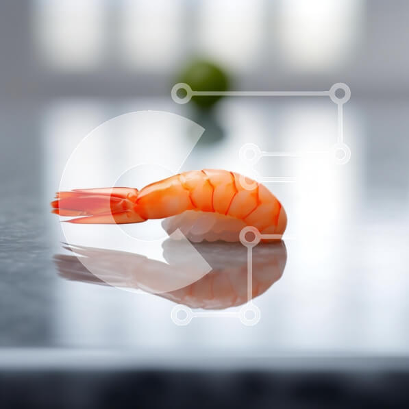 Σετ των 2 Intra Συλλεκτικό Ξύλινο Παζλ Plywood  4mm - Σούσι με γαρίδες σε γυαλισμένη επιφάνεια Σε Ξύλινο Κουτί - Διαστάσεις: 10x10 cm – 25 κομμάτια