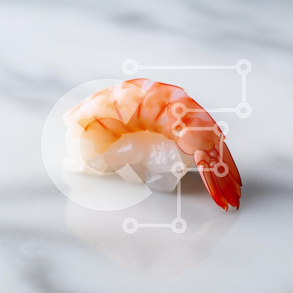 Σετ των 2 Intra Συλλεκτικό Ξύλινο Παζλ Plywood  4mm - Γκουρμέ σούσι γαρίδων σε λευκή επιφάνεια Σε Ξύλινο Κουτί - Διαστάσεις: 10x10 cm – 25 κομμάτια