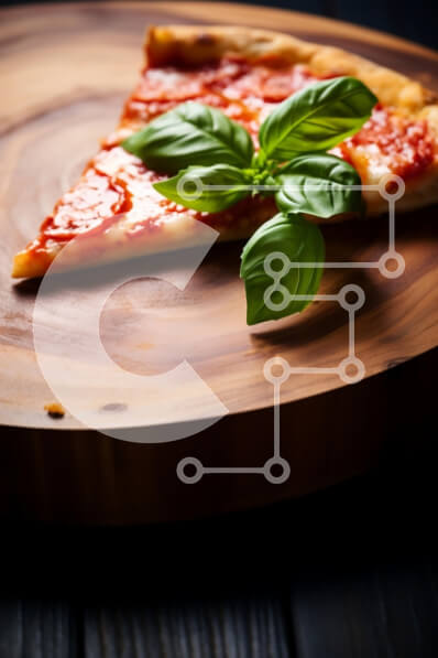 Σετ των 2 Intra Συλλεκτικό Ξύλινο Παζλ Plywood  4mm - Φέτα πίτσας με βασιλικό σε ξύλινη σανίδα Σε Ξύλινο Κουτί - Διαστάσεις: 10x10 cm – 25 κομμάτια