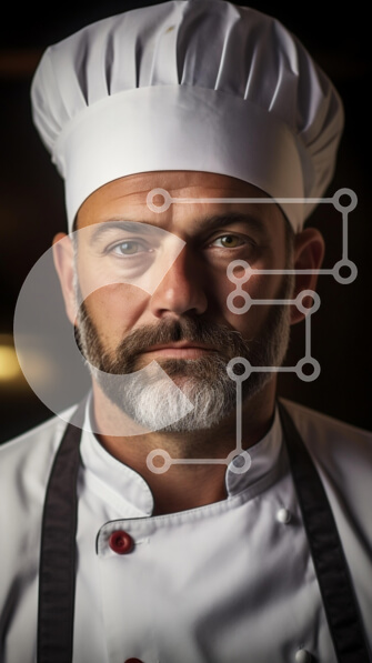 Intra Συλλεκτικό Ξύλινο Παζλ Plywood  4mm - Σοβαρός άνδρας σεφ με παραδοσιακή ενδυμασία Σε Ξύλινο Κουτί - Διαστάσεις Puzzle: 10x10 cm – 25 κομμάτια