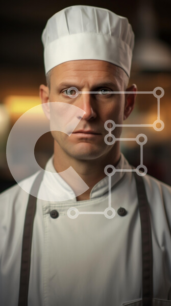 Intra Συλλεκτικό Ξύλινο Παζλ Plywood  4mm - Σοβαρός άνδρας σεφ στην επαγγελματική κουζίνα Σε Ξύλινο Κουτί - Διαστάσεις Puzzle: 10x10 cm – 25 κομμάτια