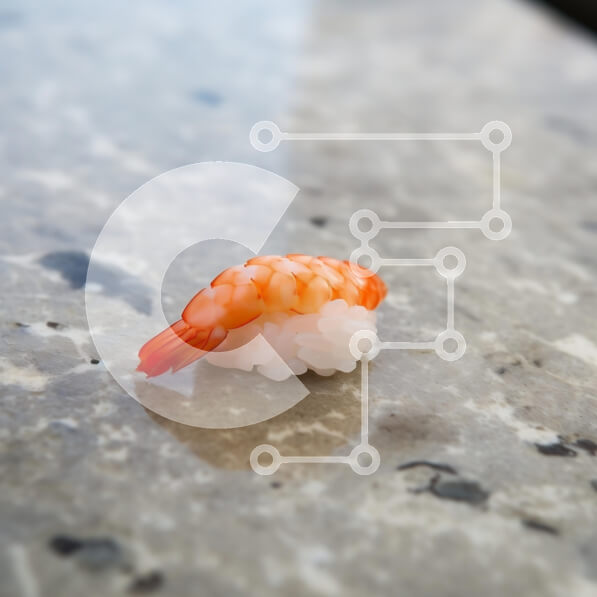 Σετ των 2 Intra Συλλεκτικό Ξύλινο Παζλ Plywood  4mm - Λεπτή γαρίδα Nigiri σε μαρμάρινη επιφάνεια Σε Ξύλινο Κουτί - Διαστάσεις: 10x10 cm – 25 κομμάτια