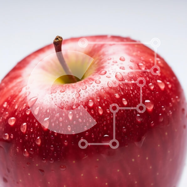 Σετ των 2 Intra Συλλεκτικό Ξύλινο Παζλ Plywood  4mm - Κοντινό πλάνο ενός φρέσκου κόκκινου μήλου με σταγονίδια νερού Σε Ξύλινο Κουτί - Διαστάσεις: 10x10 cm – 25 κομμάτια