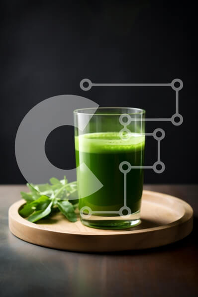 Σετ των 2 Intra Συλλεκτικό Ξύλινο Παζλ Plywood  4mm - Δροσιστικός πράσινος χυμός σε ξύλινο πιάτο Σε Ξύλινο Κουτί - Διαστάσεις: 10x10 cm – 25 κομμάτια