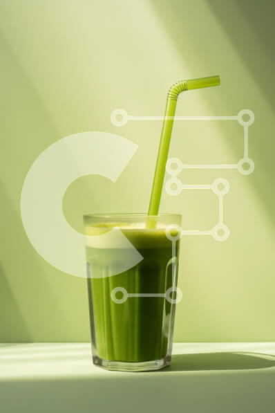 Σετ των 2 Intra Συλλεκτικό Ξύλινο Παζλ Plywood  4mm - Πράσινο Smoothie σε καθαρό ποτήρι Σε Ξύλινο Κουτί - Διαστάσεις: 10x10 cm – 25 κομμάτια