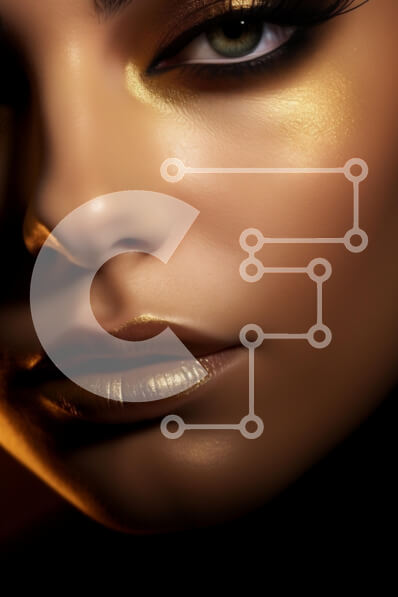 Intra Συλλεκτικό Ξύλινο Παζλ Plywood  4mm - Κοντινό πλάνο λαμπερού μακιγιάζ με χρυσές πινελιές Σε Ξύλινο Κουτί - Διαστάσεις Puzzle: 10x10 cm – 25 κομμάτια