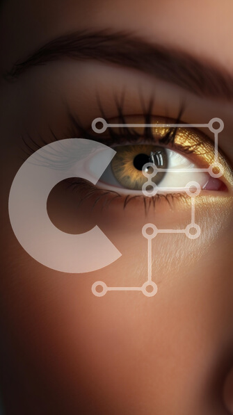 Intra Συλλεκτικό Ξύλινο Παζλ Plywood  4mm - Κοντινό πλάνο ενός όμορφου ματιού με χρυσές αποχρώσεις Σε Ξύλινο Κουτί - Διαστάσεις Puzzle: 10x10 cm – 25 κομμάτια