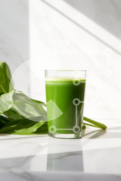 Σετ των 2 Intra Συλλεκτικό Ξύλινο Παζλ Plywood  4mm - Πράσινο Smoothie σε μαρμάρινο πάγκο Σε Ξύλινο Κουτί - Διαστάσεις: 10x10 cm – 25 κομμάτια