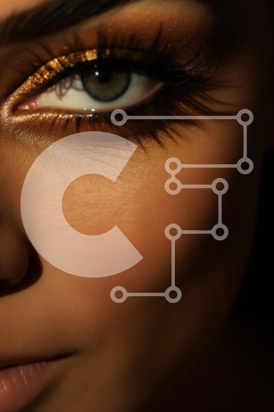 Intra Συλλεκτικό Ξύλινο Παζλ Plywood  4mm - Κοντινό πλάνο ενός όμορφα μακιγιάζ ματιού με χρυσό μακιγιάζ ματιών Σε Ξύλινο Κουτί - Διαστάσεις Puzzle: 10x10 cm – 25 κομμάτια