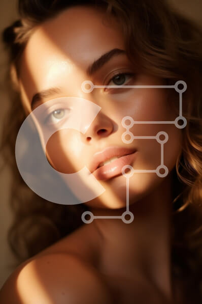 Intra Συλλεκτικό Ξύλινο Παζλ Plywood  4mm - Κοντινό πλάνο πορτρέτο μιας νεαρής γυναίκας με σγουρά μαλλιά Σε Ξύλινο Κουτί - Διαστάσεις Puzzle: 10x10 cm – 25 κομμάτια