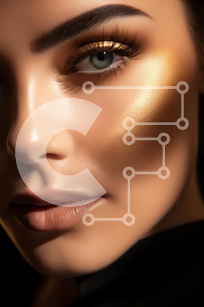 Intra Συλλεκτικό Ξύλινο Παζλ Plywood  4mm - Πορτρέτο από κοντά μιας γυναίκας με λαμπερό μακιγιάζ Σε Ξύλινο Κουτί - Διαστάσεις Puzzle: 10x10 cm – 25 κομμάτια