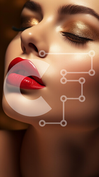 Intra Συλλεκτικό Ξύλινο Παζλ Plywood  4mm - Λαμπερό πορτρέτο μακιγιάζ με χρυσή σκιά ματιών και κόκκινα χείλη Σε Ξύλινο Κουτί - Διαστάσεις Puzzle: 10x10 cm – 25 κομμάτια