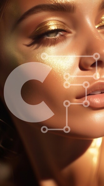 Intra Συλλεκτικό Ξύλινο Παζλ Plywood  4mm - Πορτρέτο από κοντά με χρυσό μακιγιάζ Σε Ξύλινο Κουτί - Διαστάσεις Puzzle: 10x10 cm – 25 κομμάτια