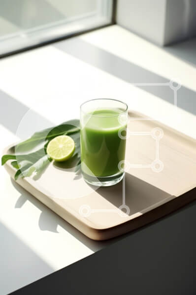 Σετ των 2 Intra Συλλεκτικό Ξύλινο Παζλ Plywood  4mm - Δροσιστικό πράσινο ρόφημα με λάιμ και φύλλα Σε Ξύλινο Κουτί - Διαστάσεις: 10x10 cm – 25 κομμάτια