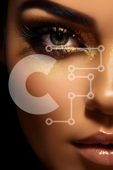 Intra Συλλεκτικό Ξύλινο Παζλ Plywood  4mm - Κοντινό πλάνο του μακιγιάζ ματιών μιας γυναίκας Σε Ξύλινο Κουτί - Διαστάσεις Puzzle: 10x10 cm – 25 κομμάτια