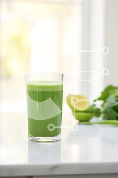 Σετ των 2 Intra Συλλεκτικό Ξύλινο Παζλ Plywood  4mm - Δροσιστικό πράσινο Smoothie σε μαρμάρινο πάγκο Σε Ξύλινο Κουτί - Διαστάσεις: 10x10 cm – 25 κομμάτια