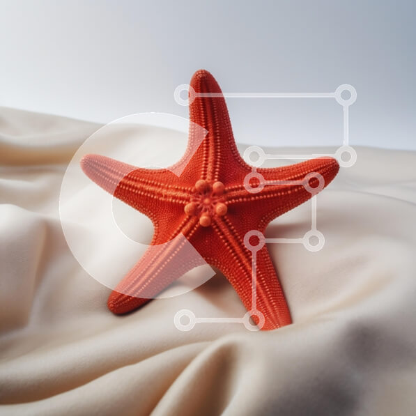 Intra Συλλεκτικό Ξύλινο Παζλ Plywood  4mm - Ζωντανός πορτοκαλί αστερίας σε κρεμ ύφασμα Σε Ξύλινο Κουτί - Διαστάσεις: 10x10 cm – 25 κομμάτια