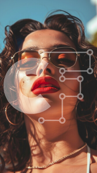 Intra Συλλεκτικό Ξύλινο Παζλ Plywood  4mm - Κομψή νεαρή γυναίκα με γυαλιά ηλίου Σε Ξύλινο Κουτί - Διαστάσεις Puzzle: 10x10 cm – 25 κομμάτια