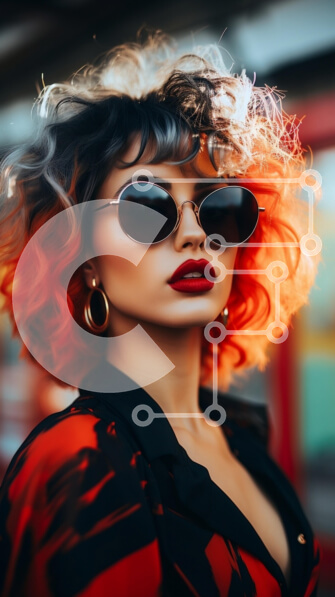 Intra Συλλεκτικό Ξύλινο Παζλ Plywood  4mm - Μοντέρνα νεαρή γυναίκα με ζωηρά μαλλιά και γυαλιά ηλίου Σε Ξύλινο Κουτί - Διαστάσεις Puzzle: 10x10 cm – 25 κομμάτια