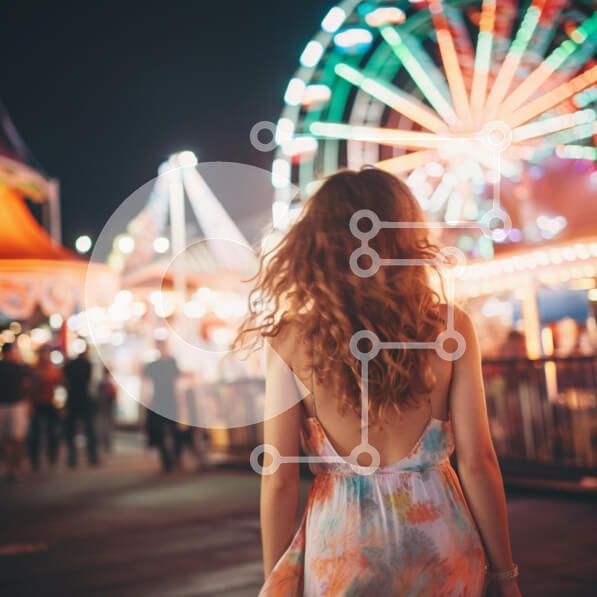 Intra Συλλεκτικό Ξύλινο Παζλ Plywood  4mm - Νυχτερινό καρναβάλι με πολύχρωμα φώτα Σε Ξύλινο Κουτί - Διαστάσεις Puzzle: 10x10 cm – 25 κομμάτια