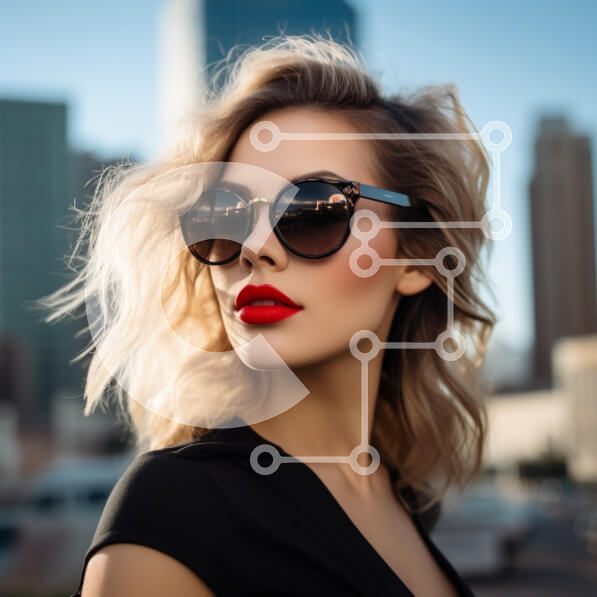 Σετ των 2 Intra Συλλεκτικό Ξύλινο Παζλ Plywood  4mm - Κομψή γυναίκα σε αστικό περιβάλλον με γυαλιά ηλίου Σε Ξύλινο Κουτί - Διαστάσεις: 10x10 cm – 25 κομμάτια