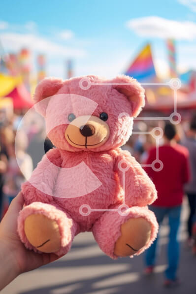 Intra Συλλεκτικό Ξύλινο Παζλ Plywood  4mm - Χαριτωμένο ροζ αρκουδάκι σε μια έκθεση Σε Ξύλινο Κουτί - Διαστάσεις Puzzle: 10x10 cm – 25 κομμάτια