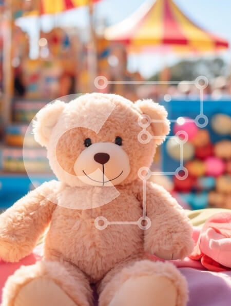 Intra Συλλεκτικό Ξύλινο Παζλ Plywood  4mm - Χαρούμενο αρκουδάκι σε ένα καρναβάλι Σε Ξύλινο Κουτί - Διαστάσεις Puzzle: 10x10 cm – 25 κομμάτια