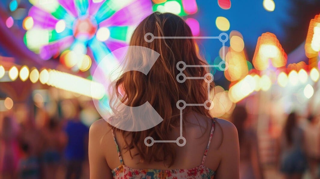 Intra Συλλεκτικό Ξύλινο Παζλ Plywood  4mm - Νεαρή γυναίκα που απολαμβάνει τα φώτα του καρναβαλιού Σε Ξύλινο Κουτί - Διαστάσεις Puzzle: 10x10 cm – 25 κομμάτια