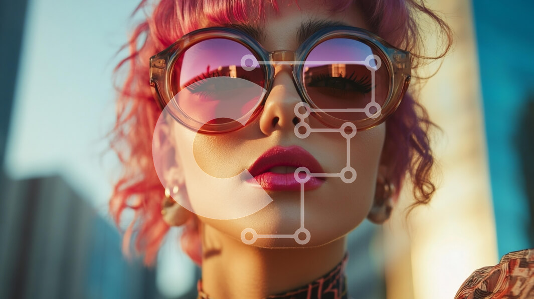 Intra Συλλεκτικό Ξύλινο Παζλ Plywood  4mm - Κομψή γυναίκα με ροζ μαλλιά και γυαλιά ηλίου Σε Ξύλινο Κουτί - Διαστάσεις Puzzle: 10x10 cm – 25 κομμάτια