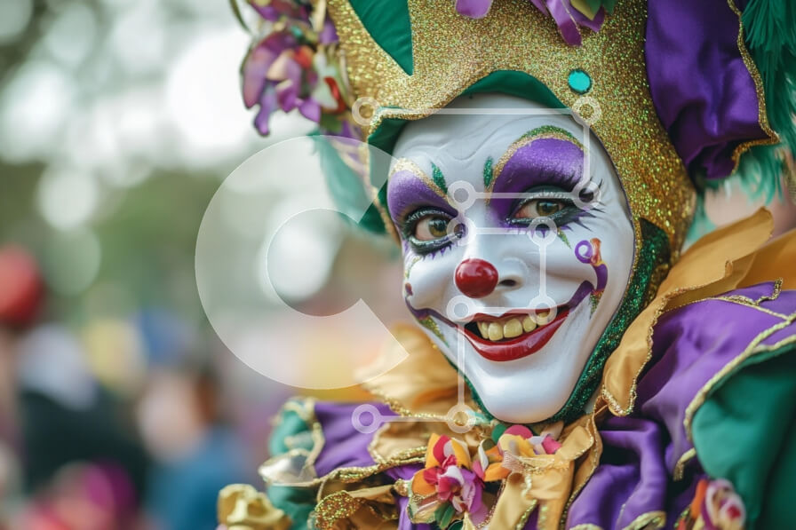 Intra Συλλεκτικό Ξύλινο Παζλ Plywood  4mm - Κλόουν σε ένα φεστιβάλ καρναβαλιού Σε Ξύλινο Κουτί - Διαστάσεις: 10x10 cm – 25 κομμάτια