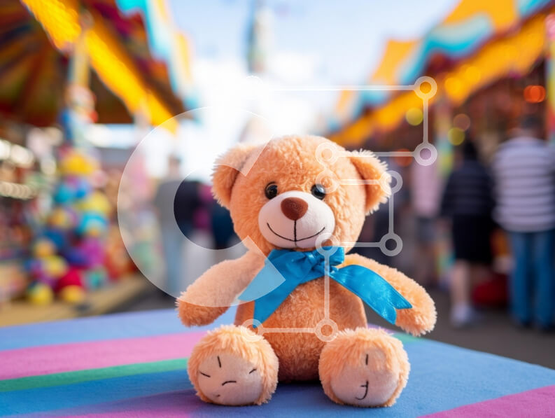 Intra Συλλεκτικό Ξύλινο Παζλ Plywood  4mm - Χαρούμενο αρκουδάκι σε ένα καρναβάλι Σε Ξύλινο Κουτί - Διαστάσεις Puzzle: 10x10 cm – 25 κομμάτια