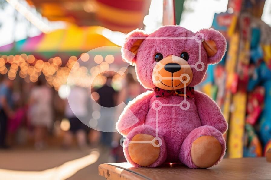 Intra Συλλεκτικό Ξύλινο Παζλ Plywood  4mm - Ροζ αρκουδάκι σε ένα καρναβάλι Σε Ξύλινο Κουτί - Διαστάσεις Puzzle: 10x10 cm – 25 κομμάτια