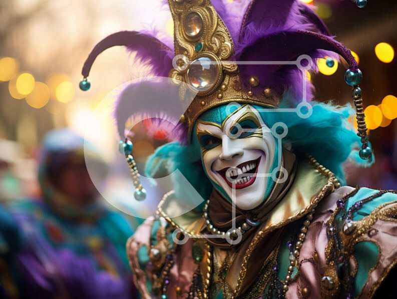 Intra Συλλεκτικό Ξύλινο Παζλ Plywood  4mm - Αποκριάτικη γιορτή με πολύχρωμη στολή και μάσκα Σε Ξύλινο Κουτί - Διαστάσεις: 10x10 cm – 25 κομμάτια