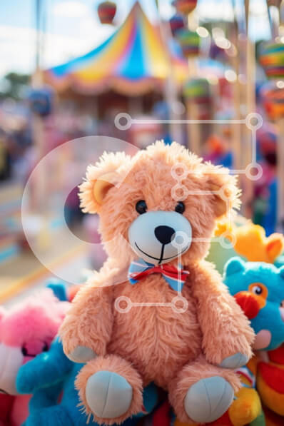 Intra Συλλεκτικό Ξύλινο Παζλ Plywood  4mm - Πολύχρωμο αρκουδάκι στο καρναβάλι Σε Ξύλινο Κουτί - Διαστάσεις Puzzle: 10x10 cm – 25 κομμάτια