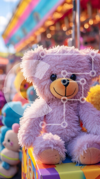 Intra Συλλεκτικό Ξύλινο Παζλ Plywood  4mm - Μωβ αρκουδάκι στο καρναβάλι Σε Ξύλινο Κουτί - Διαστάσεις Puzzle: 10x10 cm – 25 κομμάτια