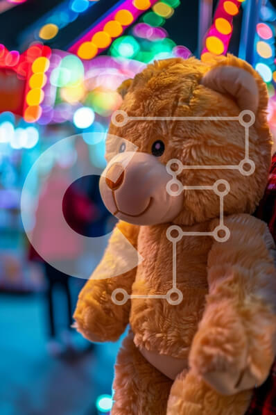 Intra Συλλεκτικό Ξύλινο Παζλ Plywood  4mm - Χαρούμενο αρκουδάκι ενάντια στα πολύχρωμα φώτα Σε Ξύλινο Κουτί - Διαστάσεις Puzzle: 10x10 cm – 25 κομμάτια