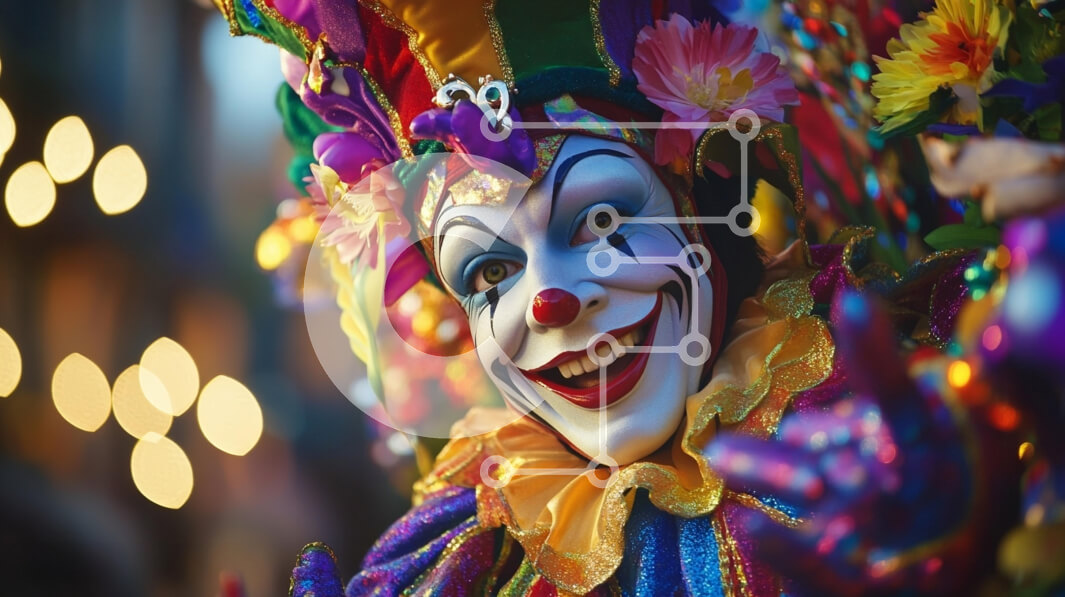 Intra Συλλεκτικό Ξύλινο Παζλ Plywood  4mm - Εορταστικός κλόουν σε ένα καρναβάλι Σε Ξύλινο Κουτί - Διαστάσεις: 10x10 cm – 25 κομμάτια