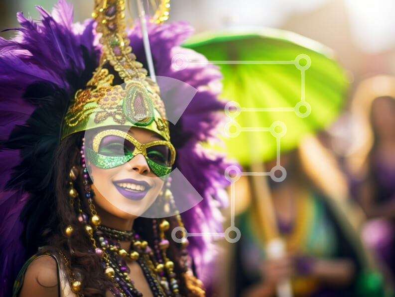 Intra Συλλεκτικό Ξύλινο Παζλ Plywood  4mm - Εορταστική αποκριάτικη γιορτή με πολύχρωμη στολή Σε Ξύλινο Κουτί - Διαστάσεις Puzzle: 10x10 cm – 25 κομμάτια