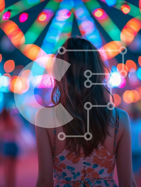 Intra Συλλεκτικό Ξύλινο Παζλ Plywood  4mm - Νεαρή γυναίκα σε ένα πολύχρωμο καρναβάλι Σε Ξύλινο Κουτί - Διαστάσεις Puzzle: 10x10 cm – 25 κομμάτια